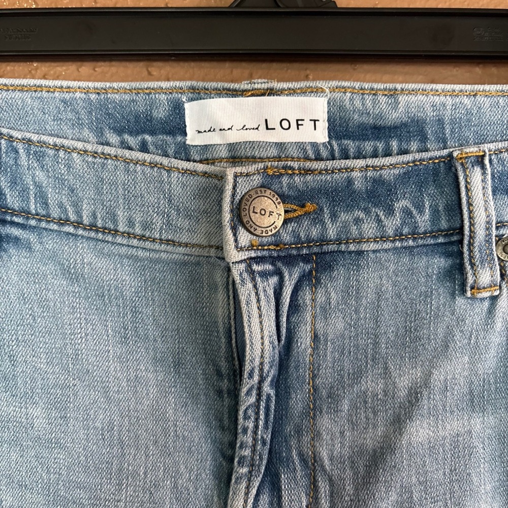 Loft Patchwork Boyfriend Jeans Light Wash Raw Hem Denim Size 30 10 NEW - Picture 6 of 11